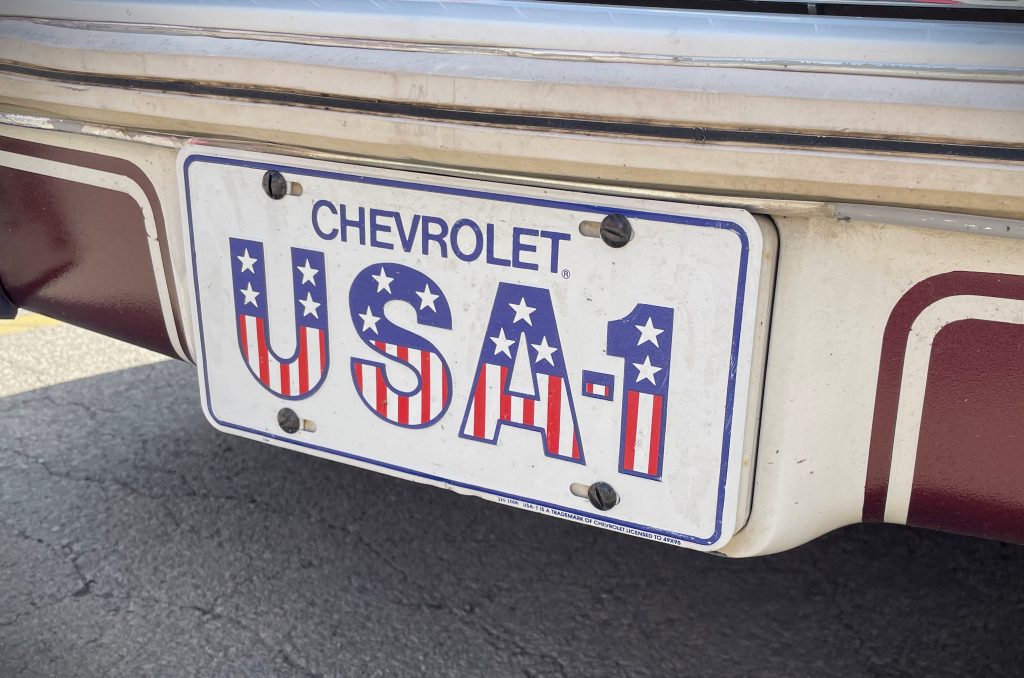 Chevrolet red white and blue USA-1 License Plate