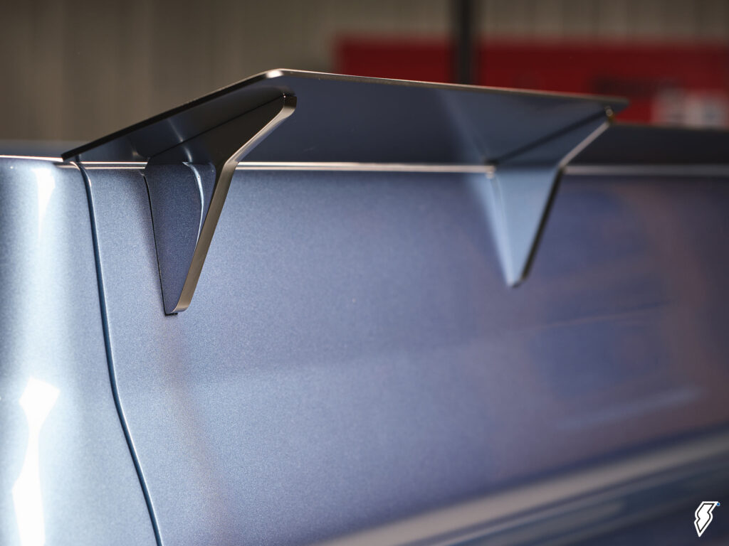 aero flap on the lip of a truck tailgate